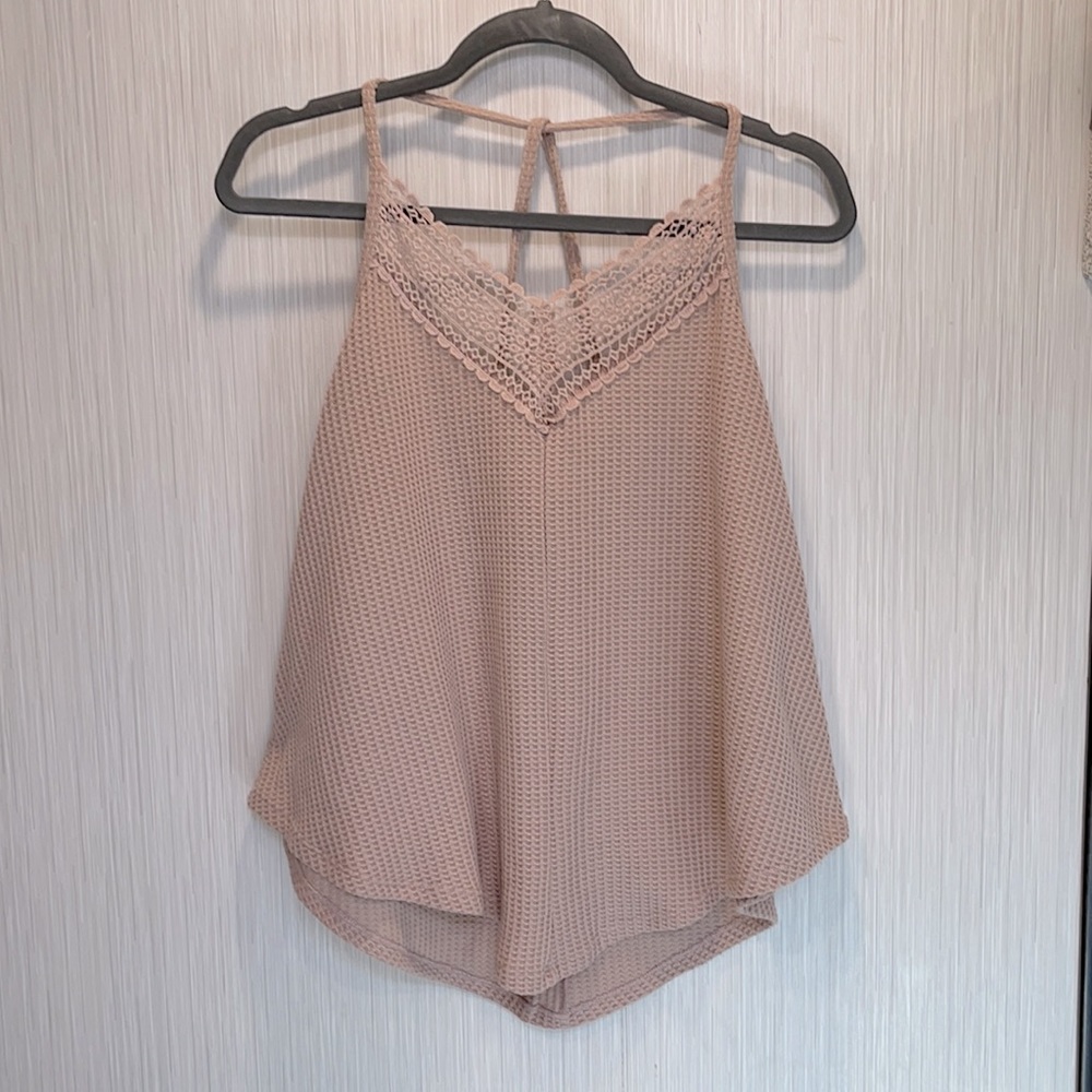 Blush pink waffle knit tank